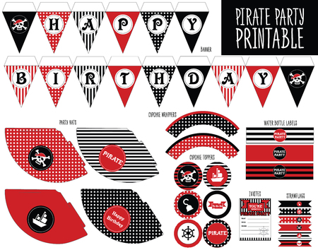 Party hat printable for pirate theme partyのイラスト素材