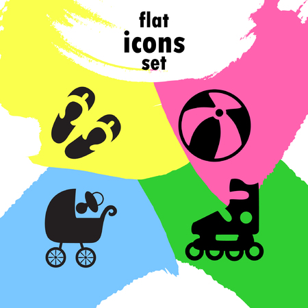 Illustration of flat icons on colorful layout.のイラスト素材