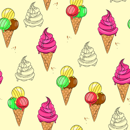 Vector illustration of colorful ice cream patternのイラスト素材