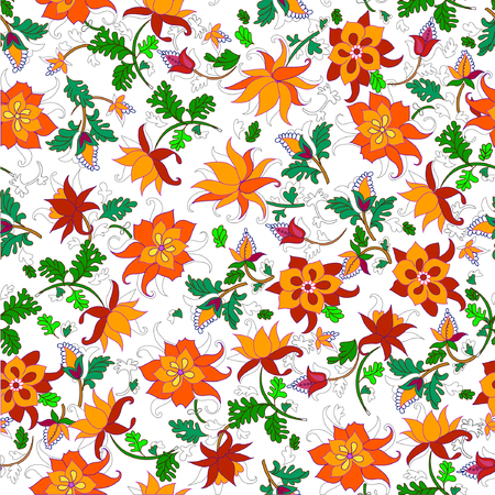 Vector illustration of abstract flowers pattern. Seamless beautiful pattern. Fantasy flowers.のイラスト素材