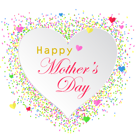 Vector illustration of Happy Mother's day card with white heartのイラスト素材