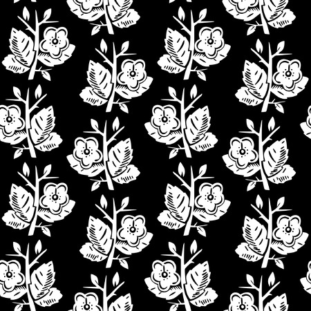 Vector illustration of abstract flat flowers pattern.のイラスト素材