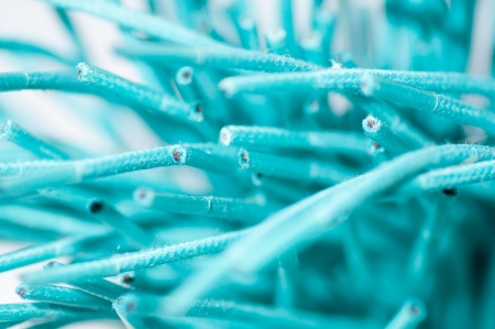 closeup of a pile of blue ropesの写真素材