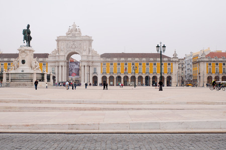 Plaza do Comercio, square and buildings, Lisboa, Portugalのeditorial素材