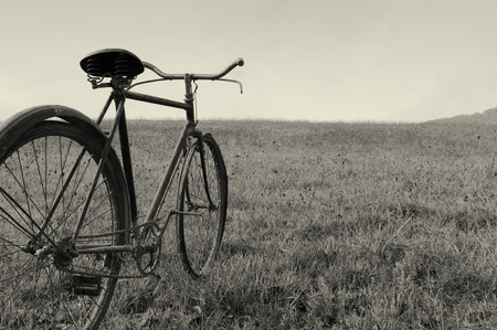 Antique or retro bicycle outsideの写真素材