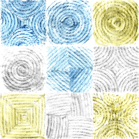 Abstract background of squares with watercolor pencils.の写真素材