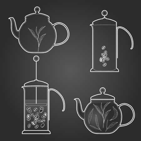 Set of coffee and tea. Vector illustration.のイラスト素材