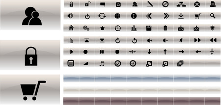 58 web/media icons on glossy buttons. Bonus: plus three more colors. Easy to edit, manipulate or change colorsのイラスト素材