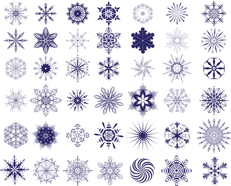 Collection of snowflake stars in different styles.のイラスト素材