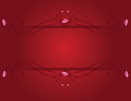 Red valentine heart patterned background with header stripe and detailsのイラスト素材