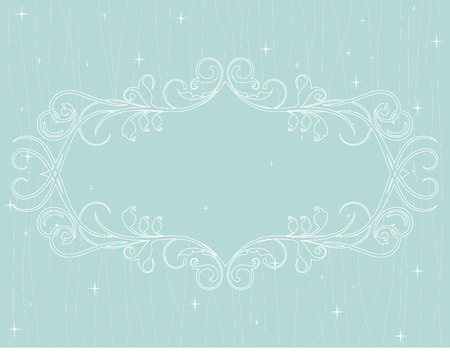 Christmas vector vintage frame on blue backgroundのイラスト素材