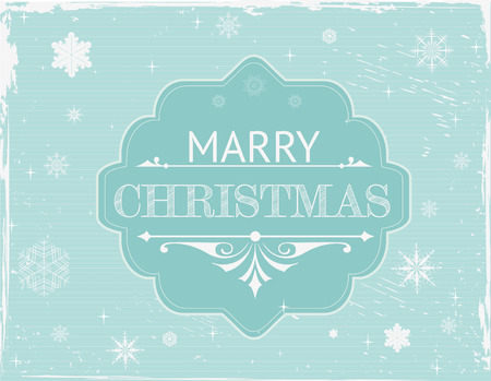 Christmas vector vintage frame on blue backgroundのイラスト素材