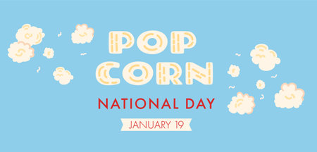 Blue background for National Popcorn Day on January 19th.のイラスト素材