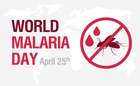 World Malaria Day April 25. Health awareness template with mosquito silhouette for banner, card, poster, background.のイラスト素材