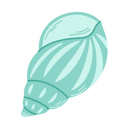 Elongated striped clam shell. sea snail. Underwater shell illustration. Modern flat style illustration isolated on white background.のイラスト素材