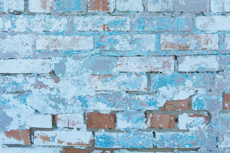 Blue white brick wall backgroundの写真素材