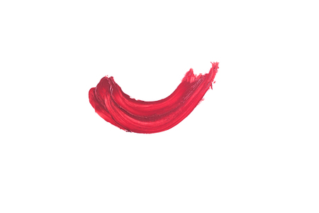 Delicate red textured lipstick stroke isolated on white. Color stroke.の写真素材