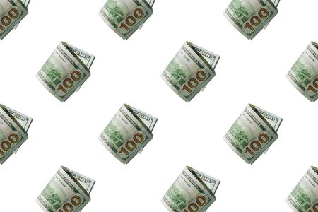 Pattern with money american hundred dollar isolated on white background.の写真素材