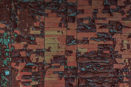 Texture of cracked brown and blue wall background. Old cracked background. Abstract.の写真素材