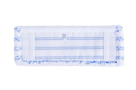 White and blue striped fiber mop for cleaning floor isolated on white background. Top view.の写真素材