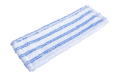 White and blue striped fiber mop for cleaning floor isolated on white background. Top view.の写真素材