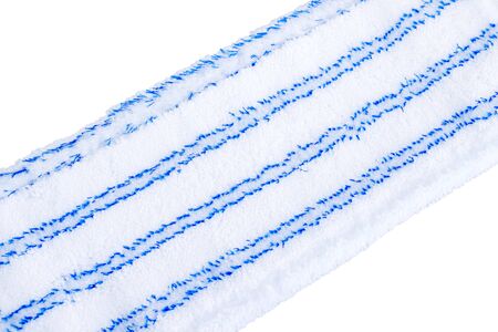 White and blue striped fiber mop for cleaning floor isolated on white background. Top view.の写真素材