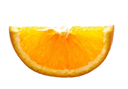 slice of fresh juisy orange isolated on white backgroundの写真素材
