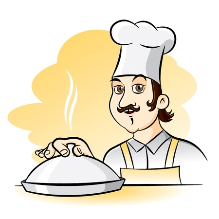 Cheerful Chef Cook, cartoon illustrationのイラスト素材