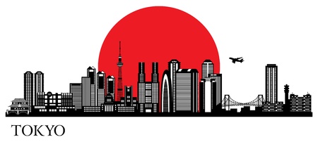 Tokyo city silhouette. skyline illustrationのイラスト素材