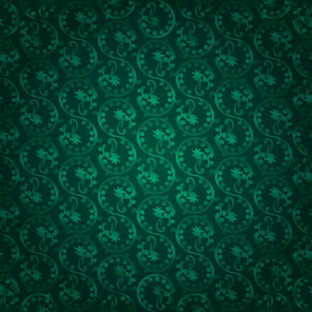 Green vintage floral seamless pattern. Vector backgroundのイラスト素材
