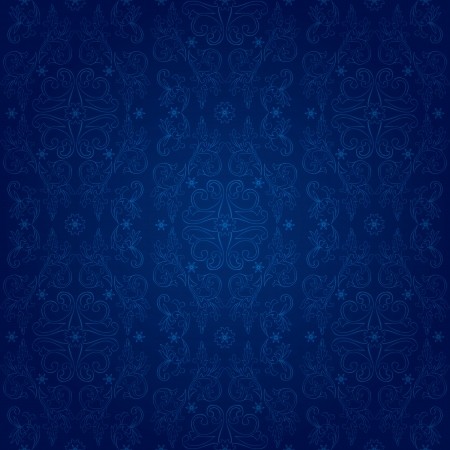 Vintage floral seamless pattern on blue  Vector backgroundのイラスト素材