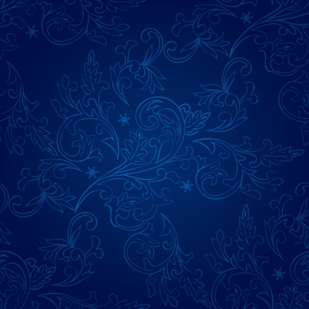 Vintage floral seamless pattern on blue  Vector backgroundのイラスト素材
