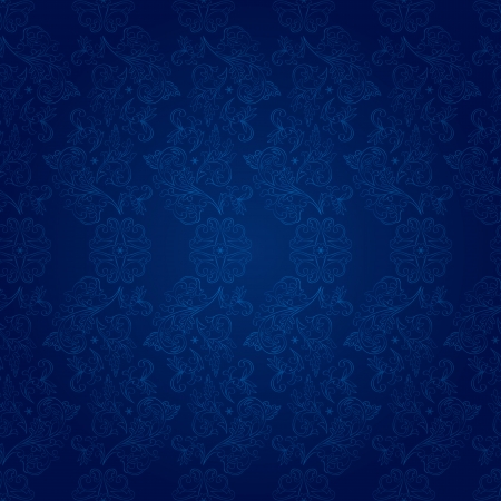 Vintage floral seamless pattern on blue  Vector backgroundのイラスト素材