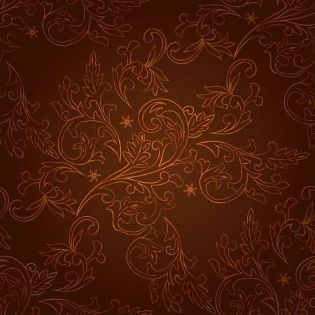 Vintage floral seamless pattern on brown  Vector backgroundのイラスト素材