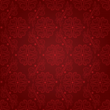 Vintage floral seamless pattern on red  Vector backgroundのイラスト素材