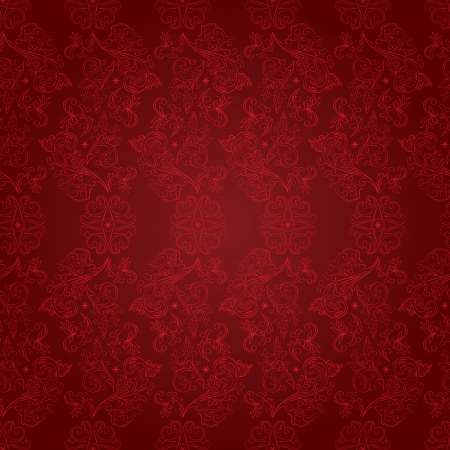 Vintage floral seamless pattern on red  Vector backgroundのイラスト素材