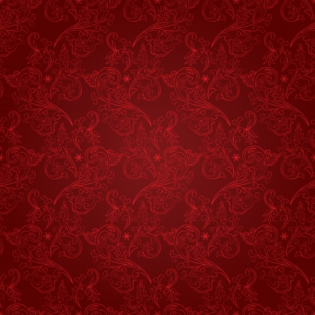 Vintage floral seamless pattern on red  Vector backgroundのイラスト素材