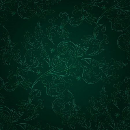 Vintage floral seamless pattern on green  Vector backgroundのイラスト素材