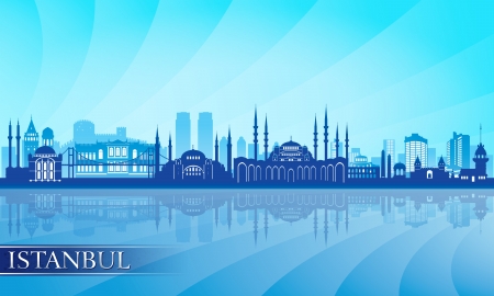 Istanbul city skyline detailed silhouette illustrationのイラスト素材