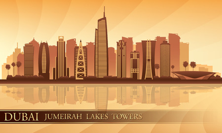 Dubai Jumeirah Lakes Towers skyline silhouette background, City illustration
のイラスト素材