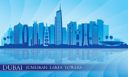 Dubai Jumeirah Lakes Towers skyline silhouette background, City illustration
のイラスト素材