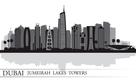 Dubai Jumeirah Lakes Towers skyline silhouette background, City illustration
のイラスト素材