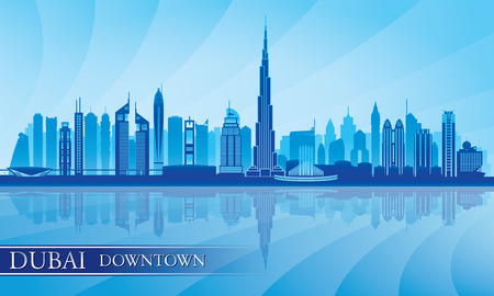 Dubai Downtown City skyline silhouette background, vector illustrationのイラスト素材