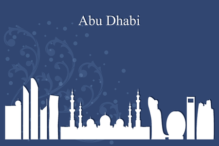 Abu Dhabi city skyline silhouetteon blue background, vector illustrationのイラスト素材