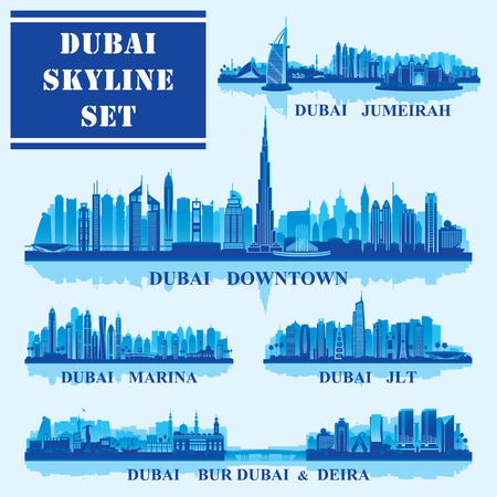 Set of Dubai districts, vector illustrationのイラスト素材