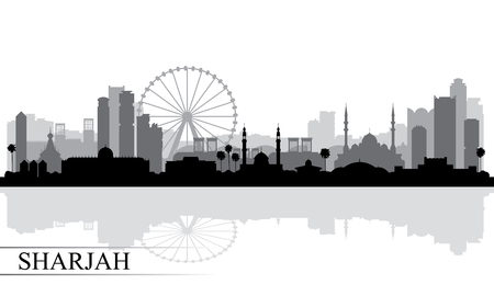 Sharjah city skyline silhouette background, vector illustrationのイラスト素材