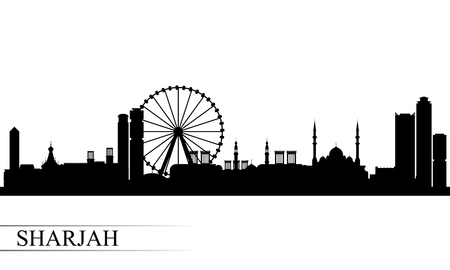 Sharjah city skyline silhouette background, vector illustrationのイラスト素材