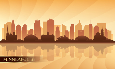 Minneapolis city skyline silhouette background, vector illustrationのイラスト素材