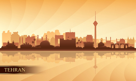 Tehran city skyline silhouette background, vector illustrationのイラスト素材