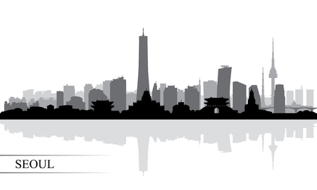 Seoul city skyline silhouette background, vector illustrationのイラスト素材